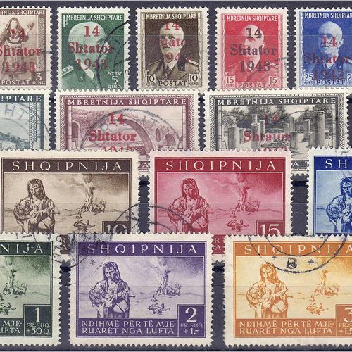 Null 邮票，德国，德国外国邮局和殖民地，1939/1945年德国占领问题，德国占领期间的Landespost和空袭受害者（阿尔巴尼亚）1943/1944年，&hellip;