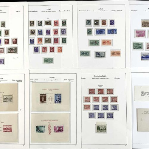 Null 邮票，拍品和收藏，德国（按字母顺序排列），德国占领问题II。第二次世界大战：在KABE形式的相册中收集了未使用的，薄荷的和少数使用过的，从阿尔巴尼亚1&hellip;