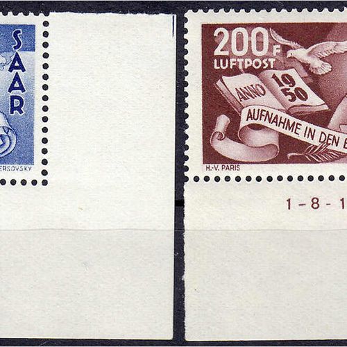 Null 邮票，德国，萨尔州，欧洲委员会，1950年，整套邮票从邮票的右下角开始，处于薄荷状态，印刷日期为",1.8.1950"。照片证明Ney >无可挑剔<。&hellip;
