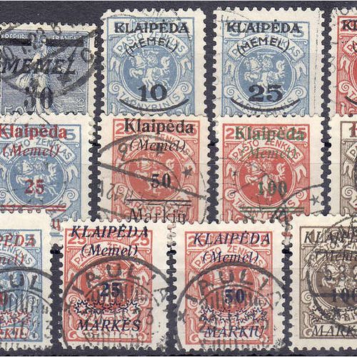 Null 邮票，德国，德国外国邮局和殖民地，Memelgebiet，1923年邮票，四套完整的二手货，每套价值大多为Klein BPP追踪，还有129号I无套印&hellip;