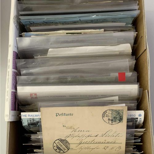 Null 邮票、封套、拍品和收藏品 德国（按字母顺序排列），铁路：整整一鞋盒的信件，只与铁路有关，估计约有数百封不同的信件，部分是有趣的取消等。