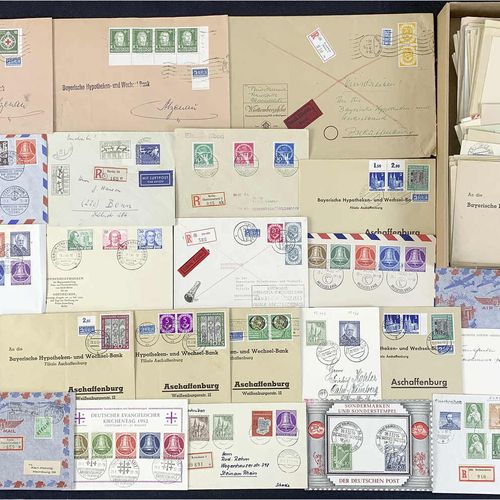 Null 德国（按字母顺序排列），柏林+联邦共和国的邮票、封套、拍品和收藏：非常有趣的遗产，大约有250个前几年的信件，通常具有最高价值，如R封面的柏林5马克，&hellip;