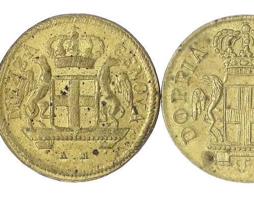 Null 外国硬币和奖章, 意大利-热那亚, 利古里亚共和国, 1798-1805, 5 versch.1800年左右的黄铜金币重量，大部分都很好