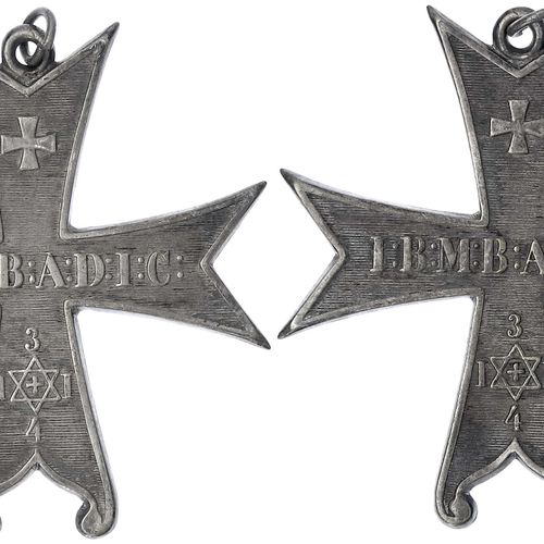 Null Médailles, francs-maçons, Croix de loge en laiton argenté de l'année (vers &hellip;