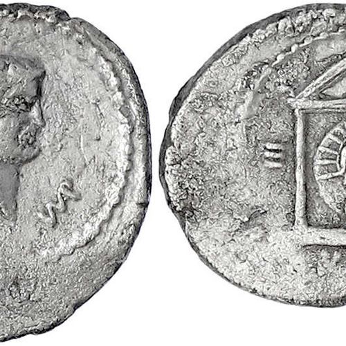 Null 罗马硬币，帝国硬币，马库斯-安东尼奥斯公元前43-31年，公元前42年M ANTONI VIR的denarius。头部右侧/III VIR RPC。寺&hellip;