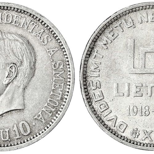 Null Monnaies et médailles étrangères, Lituanie, République 1918-1940, 10 Litu 1&hellip;