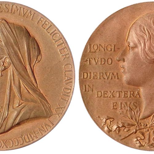 Null 外国硬币和奖章，英国，维多利亚，1837-1901，1897年她在位60周年时的铜质奖章（标志：T.B.）。青春洋溢。头部正中/胸前有面纱，头冠正中5&hellip;