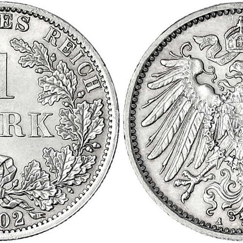 Null Monete piccole imperiali, 1 marco grande aquila, argento 1891-1916, 1902 A.&hellip;