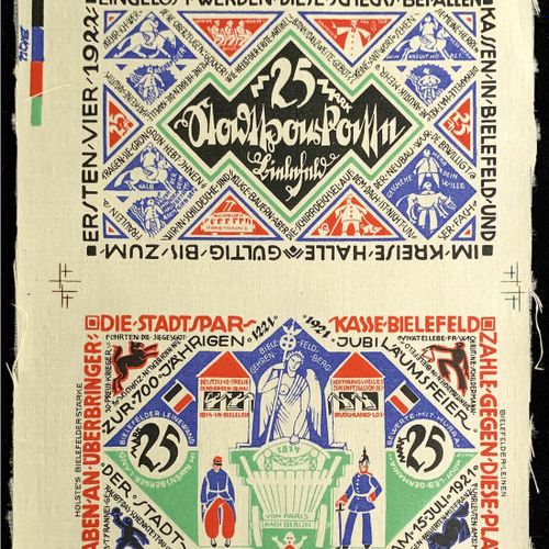 Null 钞票，德国Notgeld和KGL，比勒费尔德（威斯特伐利亚），Notgeld besonderer Art，25马克丝绸，白色15.7.1921 - &hellip;