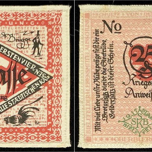 Null 钞票，德国Notgeld和KGL，比勒费尔德（威斯特伐利亚），Notgeld besonderer Art，25 Pfg.亚麻布，白色1.7.1917&hellip;