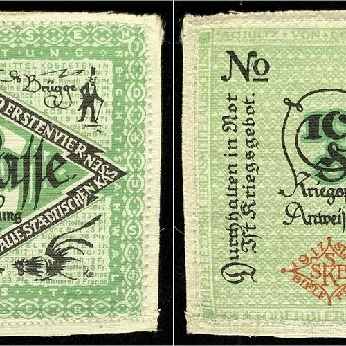 Null 纸币，德国紧急货币和KGL，比勒费尔德（威斯特伐利亚），特殊种类的紧急货币，10Pfg.亚麻布，白色1917年7月1日-1919年4月1日。 Vs.和&hellip;