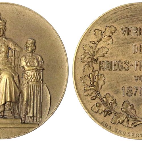 Null 旧德国硬币和奖牌，勃兰登堡-普鲁士，奖牌，铜牌1905年v.沃尔夫。1870-1871年战争志愿者协会。50毫米，优秀。Coll. Marienbur&hellip;