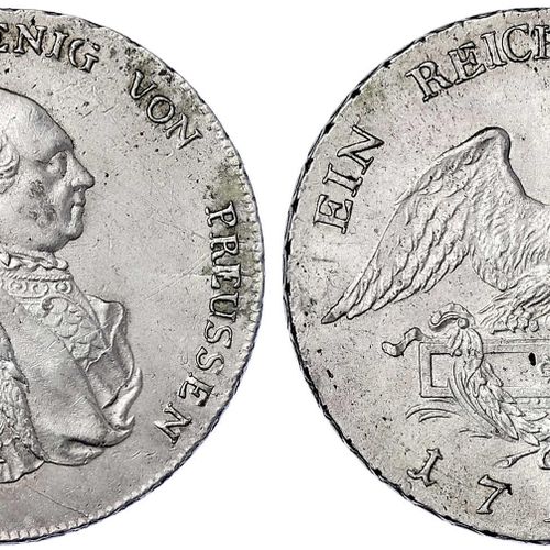 Null 旧德国硬币和奖章，勃兰登堡-普鲁士，弗里德里希-威廉二世，1786-1797，Reichstaler 1790 A，柏林。良好的优秀，小的划痕，在这种&hellip;