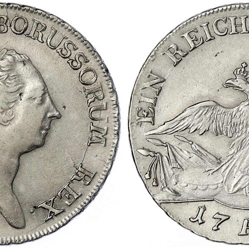 Null 旧德国硬币和奖章，勃兰登堡-普鲁士，腓特烈二世，1740-1786，Reichstaler 1770 A，柏林。优秀，经过调整。Olding 69d.&hellip;