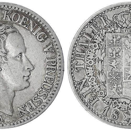 Null 旧德国硬币和奖章，勃兰登堡-普鲁士，弗里德里希-威廉三世，1797-1840，Thaler 1824 A，柏林。非常好。Jaeger 59. Thun&hellip;