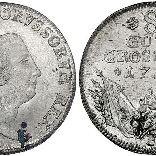 Null 旧德国硬币和奖牌，勃兰登堡-普鲁士，腓特烈二世，1740-1786，8好格罗申1755F，马格德堡。 几乎是铸币，有些发霉，否则是很好的例子，在这种情&hellip;