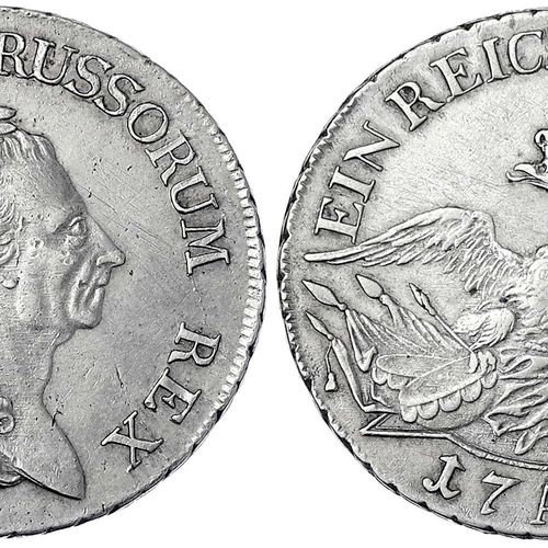 Null 旧德国硬币和奖章，勃兰登堡-普鲁士，腓特烈二世，1740-1786，Reichstaler 1786 A，柏林。老人的画像，近乎完美。Olding 7&hellip;