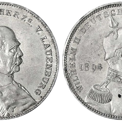 Null 旧德国硬币和奖章，勃兰登堡-普鲁士，威廉二世，1888-1918年，"Gedächtnissthaler"（银质奖章）v. Lauer 1894 a.&hellip;
