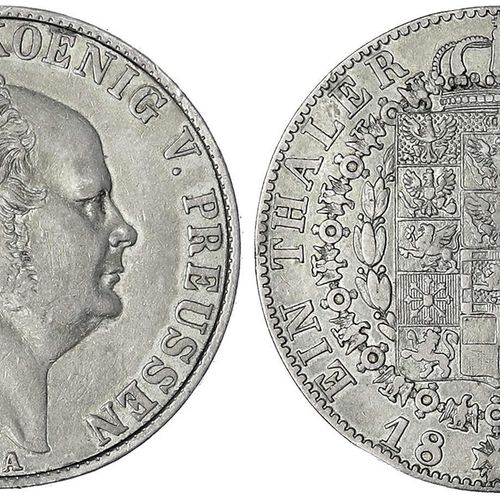 Null 旧德国硬币和奖章，勃兰登堡-普鲁士，弗里德里希-威廉四世，1840-1861，塔勒1854A。转换成一个盒子，正面为盖子，用铰链固定。14,41 g.&hellip;
