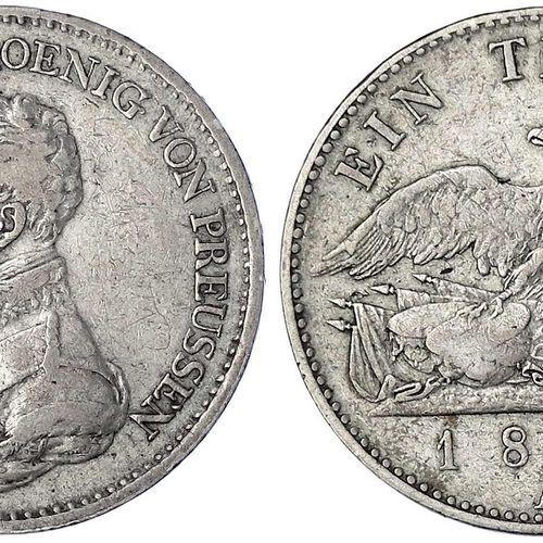 Null 旧德国硬币和奖章，勃兰登堡-普鲁士，弗里德里希-威廉三世，1797-1840，Thaler 1818 A，柏林。非常好。Jaeger 37. Thun&hellip;