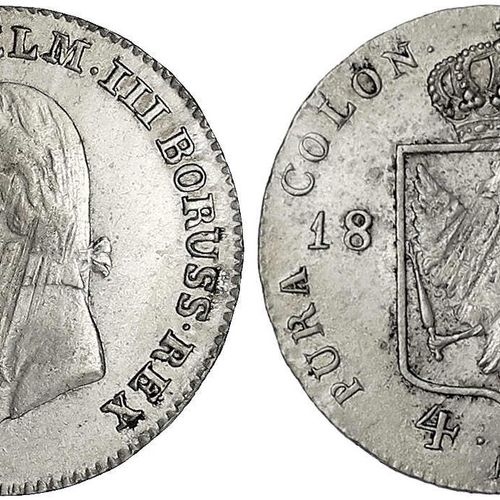 Null 旧德国硬币和奖牌，勃兰登堡-普鲁士，弗里德里希-威廉三世，1797-1840，4格罗申=1/6塔勒1805 A.良好优秀，略有调整。Jaeger 27&hellip;