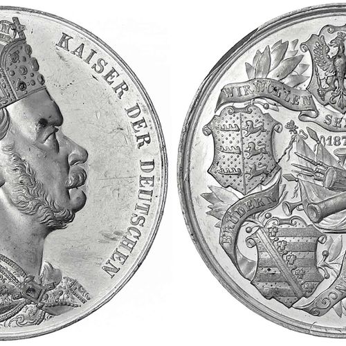 Null 旧德国硬币和奖牌，勃兰登堡-普鲁士，威廉一世，1861-1888，1870年德伦特维特和彼得的锡制奖牌，a.D. Waffenbrüderschaft&hellip;