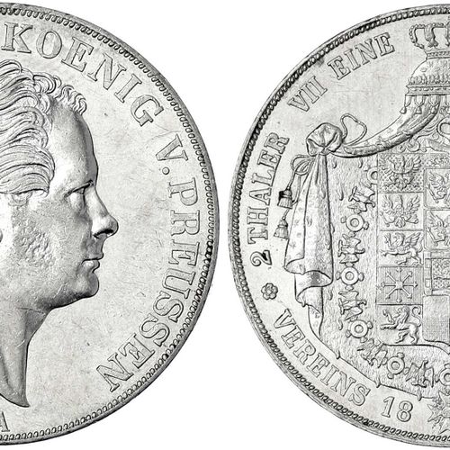 Null 旧德国硬币和奖章，勃兰登堡-普鲁士，弗里德里希-威廉四世，1840-1861，Vereinsdoppeltaler 1841 A. 优秀，微小。刮伤。&hellip;