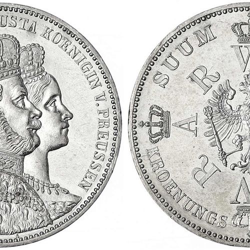 Null 旧德国硬币和奖牌，勃兰登堡-普鲁士，威廉一世，1861-1888年，加冕塔勒1861年A.优秀/印有光泽的证明。Jaeger 87. Thun 265&hellip;