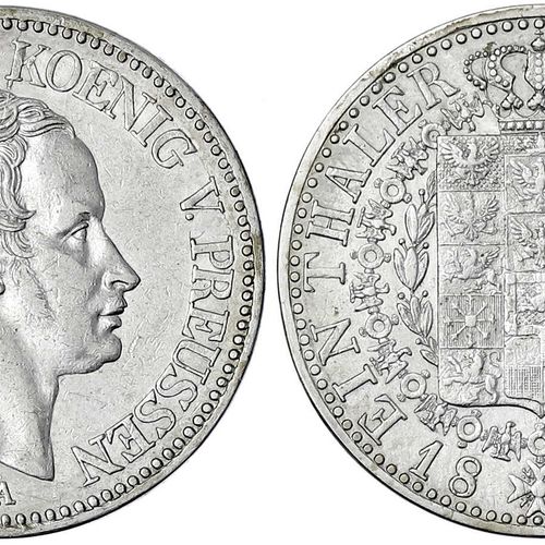 Null 旧德国硬币和奖章，勃兰登堡-普鲁士，弗里德里希-威廉三世，1797-1840，Thaler 1828 A，柏林。几乎优秀。Jaeger 60. Thu&hellip;