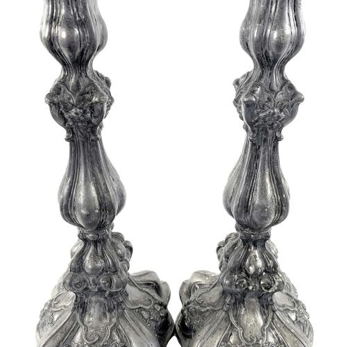 Null Varia, plata, par de candelabros Biedermeier, plata 11-soldadura (687/1000)&hellip;