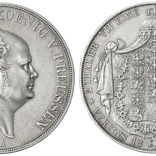 Null 旧德国硬币和奖章，勃兰登堡-普鲁士，腓特烈-威廉四世，1840-1861年，协会双塔勒1856年A.优秀。Jaeger 82，AKS 70，Oldin&hellip;