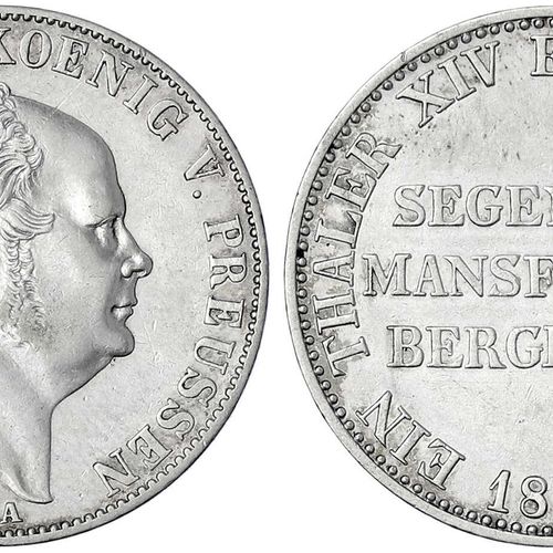 Null 旧德国硬币和奖章，勃兰登堡-普鲁士，弗里德里希-威廉四世，1840-1861，Ausbeutetaler 1854 A. 非常好。Jaeger 81.&hellip;