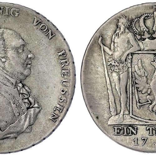 Null 旧德国硬币和奖章，勃兰登堡-普鲁士，弗里德里希-威廉二世，1786-1797，Reichstaler 1792 B，Breslau。非常好。Jaege&hellip;