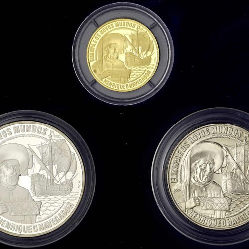 Null 外国金币和奖章，葡萄牙，第二共和国，自1926年以来，ECU套装：200 ECU金币，25 ECU银币和2 1/2 ECU CuNi 1991年。 亨&hellip;