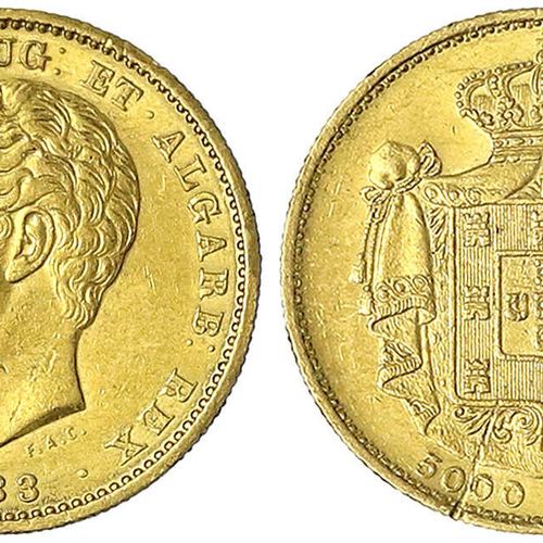 Null 外国金币和奖牌，葡萄牙，路易斯一世，1861-1889年，5000雷亚尔1883年，8.87克。917/1000。良好的非常精细，划痕。弗里德伯格15&hellip;