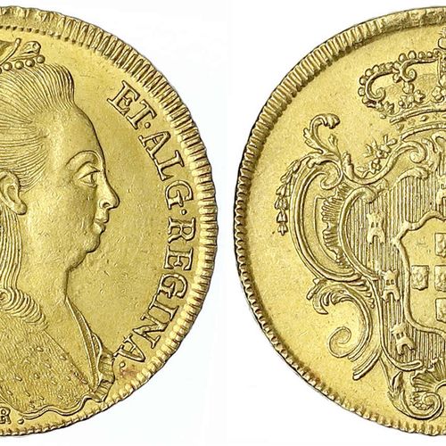 Null 外国金币和奖章，巴西，玛丽亚一世，1786-1816年，6400雷亚斯（佩卡）1803R，里约热内卢。14,35 g.917/1000。优秀/邮票光泽&hellip;