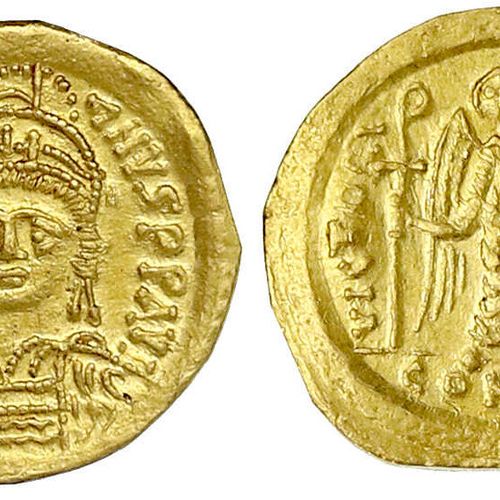 Null 拜占庭金币，帝国，查士丁尼一世，527-565，Solidus 527/565，君士坦丁堡，第9号Offizin。4.36克，优秀。Sear 140.