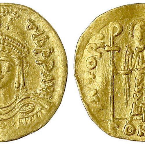 Null Byzantinische Goldmünzen, Kaiserreich, Mauricius Tiberius, 582-602, Solidus&hellip;
