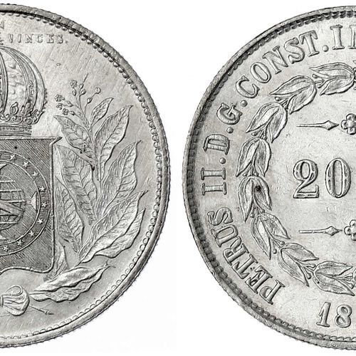 Null 外国硬币和奖章，巴西，佩德罗二世，1831-1889，1851年2000雷亚尔。优秀/邮票光泽。Krause/Mishler 462。