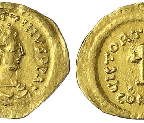 Null Monete d'oro bizantine, Impero, Tiberio II Costantino, 578-582, Tremissis 5&hellip;