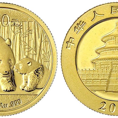 Null 外国金币和奖章，中国，人民共和国，自1949年以来，2011年100元。 熊猫与幼崽。1/4盎司精金。在胶囊中。辉煌的未流通的。Krause/Mish&hellip;