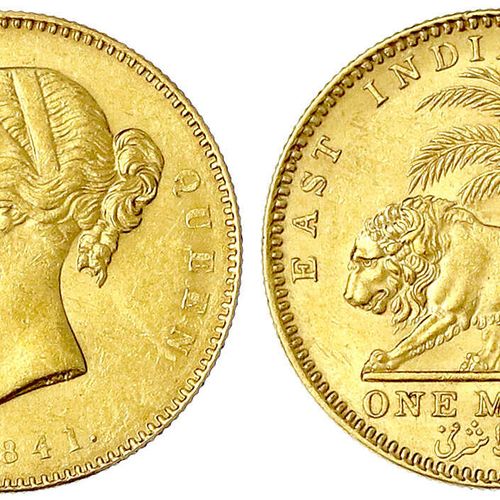 Null 外国金币和奖牌，印度-英国，维多利亚，1837-1901年，Mohur 1841年。11.66克，917/1000。良好的优秀，罕见。Krause/M&hellip;