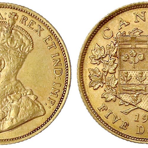 Null Foreign gold coins and medals, Canada, British, since 1763, 5 dollars 1912.&hellip;