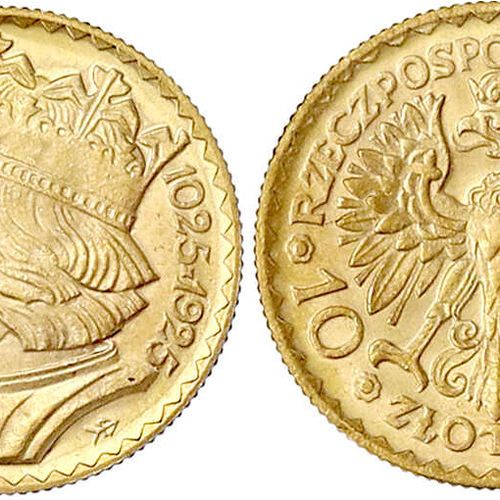 Null 外国金币和奖章，波兰，第二共和国，1923-1939年，10兹罗提1925年，3.23克。900/1000.近乎全新的，精美的标本。弗里德伯格 116&hellip;