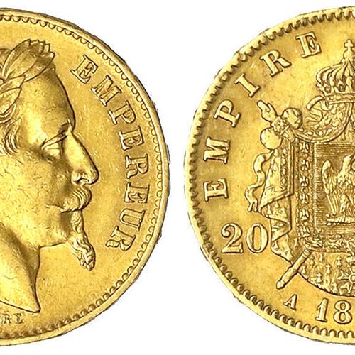 Null Foreign Gold Coins and Medals, France, Napoleon III, 1852-1870, 20 francs 1&hellip;