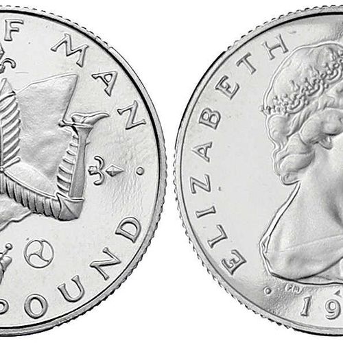 Null 外国金币和奖章，马恩岛，伊丽莎白二世，1952-2022年，1979年一磅PLATIN，纹章和副司令部Triskelion。9,00 g.950/10&hellip;