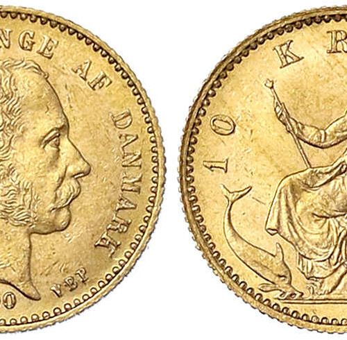 Null 外国金币和奖章，丹麦，克里斯蒂安九世，1863-1906，10克朗1900 VBP。4.48克。900/1000。薄荷/几乎是薄荷。弗里德伯格296号&hellip;