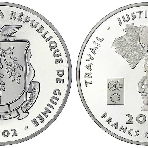 Null 外国硬币和奖章 - 几内亚 - 共和国，自1962年以来
2000法郎 2002年引入欧元。版本仅有500个，前样板
 Krause/Mishler &hellip;