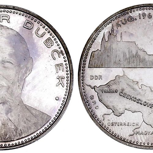 Ausländische Münzen und Medaillen Tschechoslowakei Republik Silver medal 1968 fo&hellip;