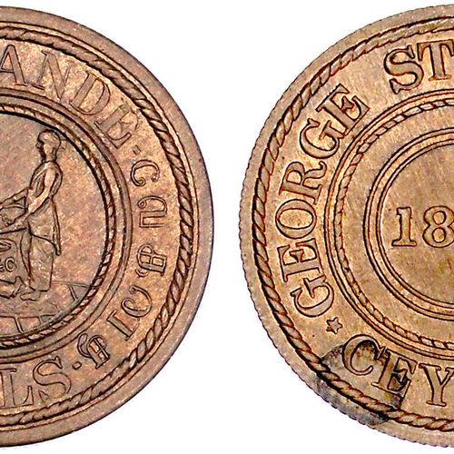 CHINA und Südostasien Ceylon Britische Kolonie, 1796-1972 Jeton d'un cent en 184&hellip;